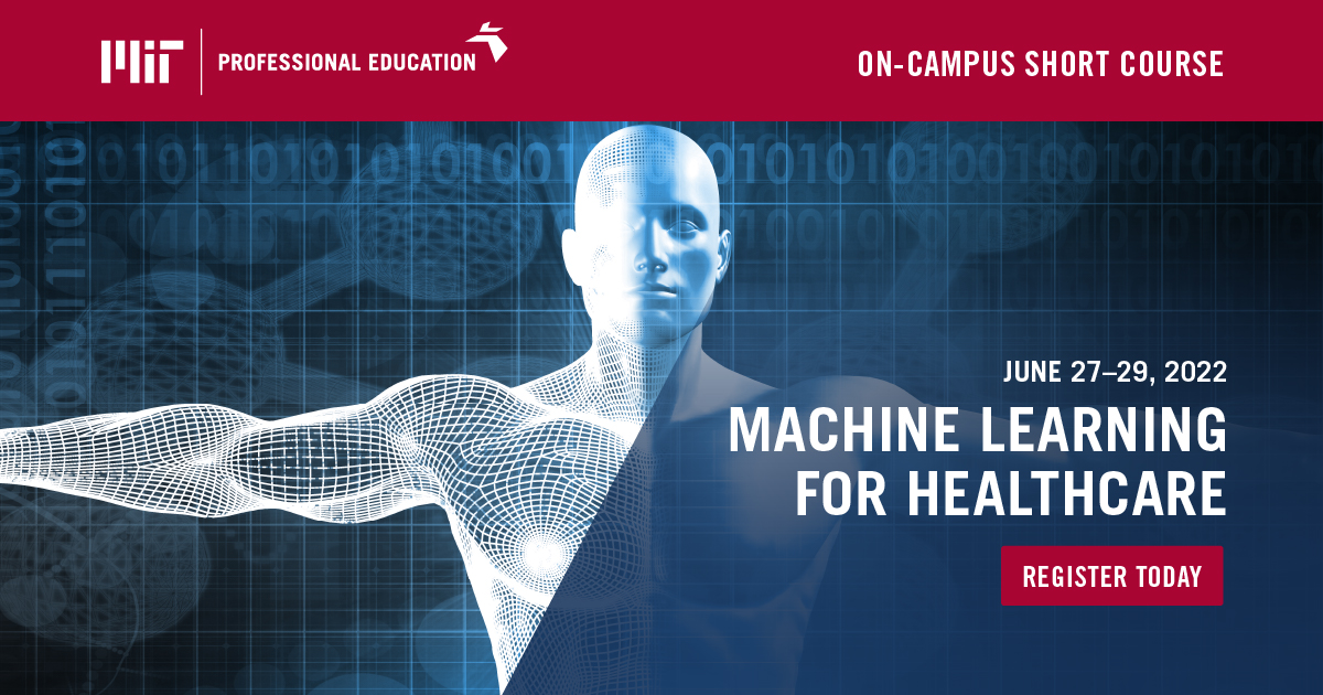 Image of human with circuits over body and "machine learning for healthcare" text