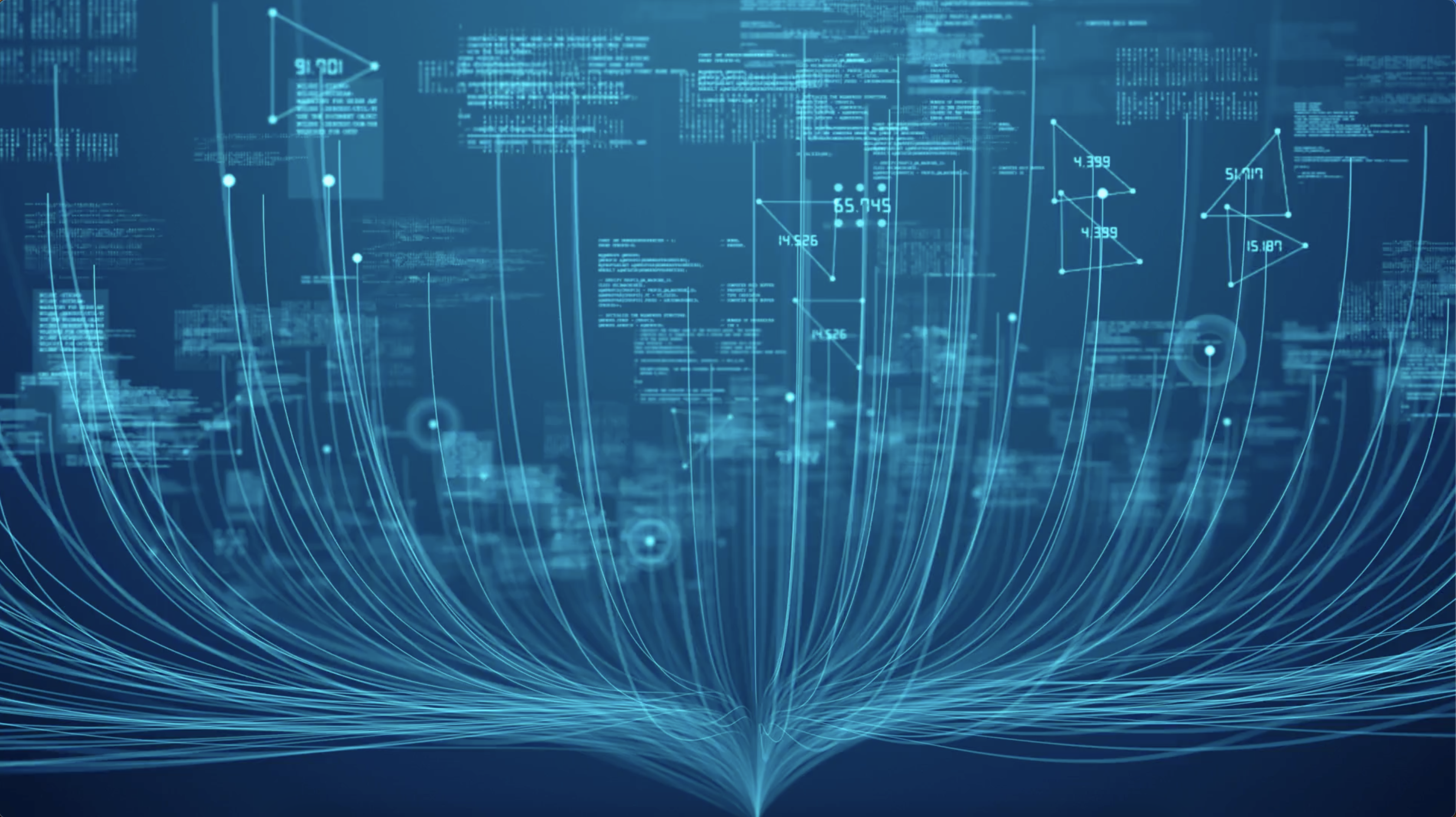 Digital cloud with numerical data on ends of lines